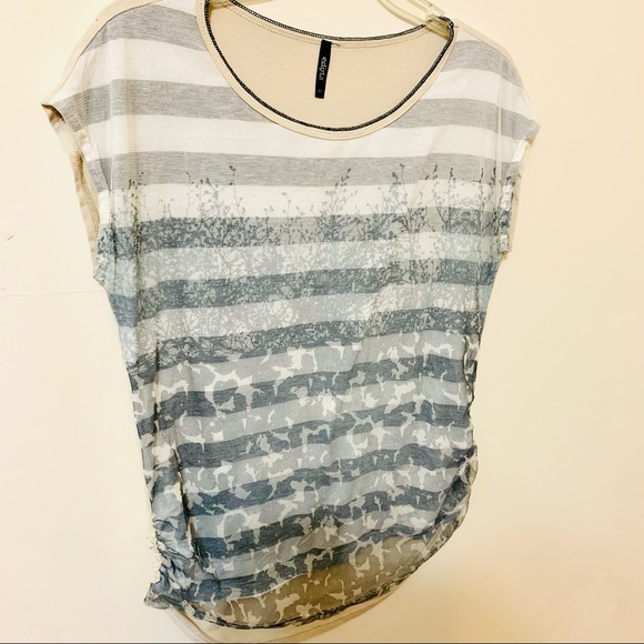 ✨4/$25✨ Y2K Edista Top/Blouse - Cream/Grey - Size Medium - Picture 5 of 12